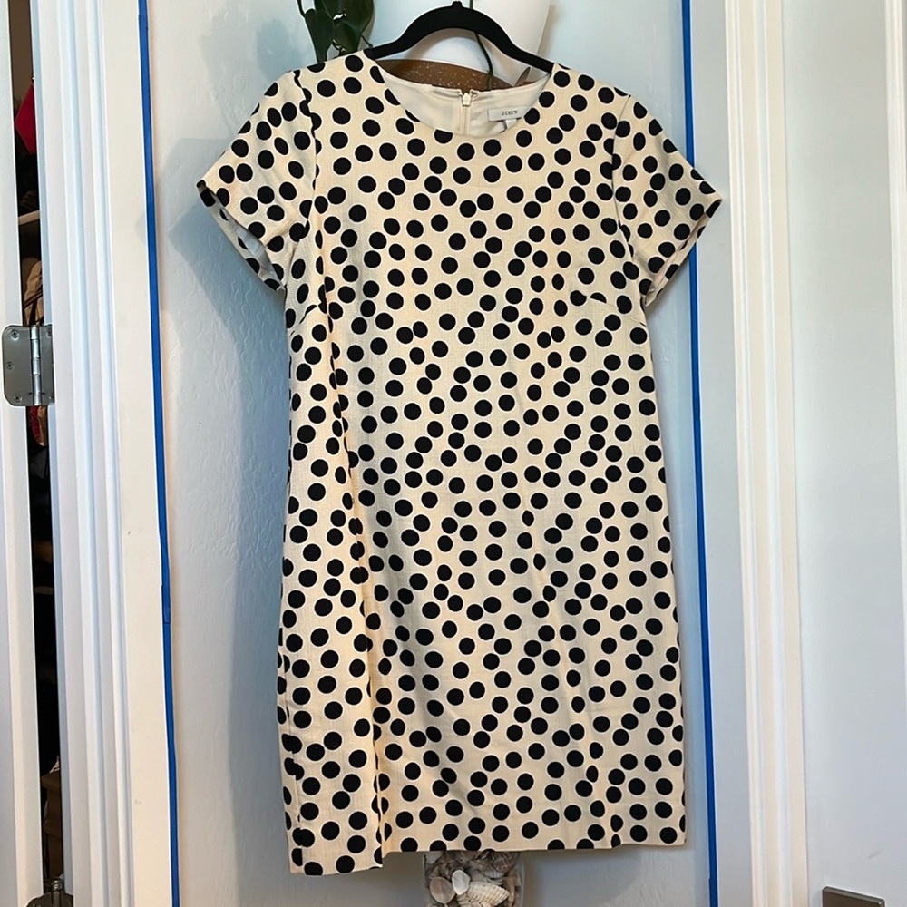Cream and Black Polka Dot Linen Dress